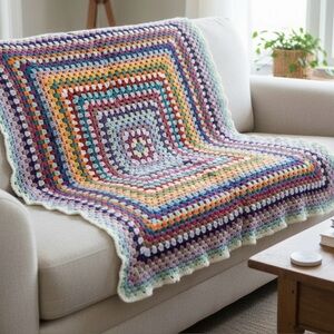 NWT Handmade Granny Square Blanket
